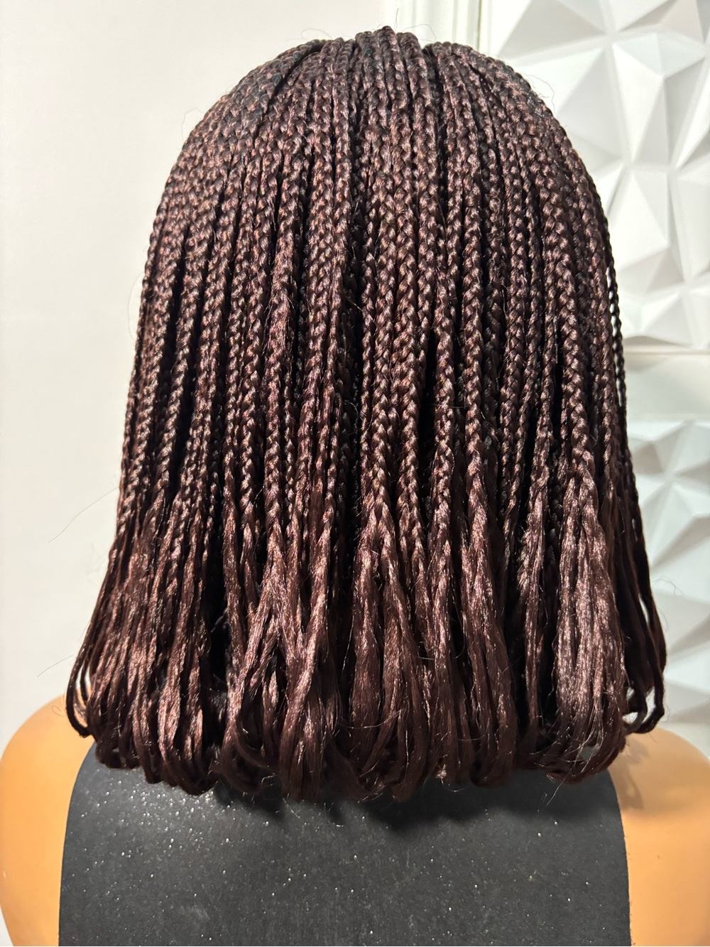 10 Inch Handmade Box Braided Bob Wig Cornrow Lace Closure – Color 33 Brown